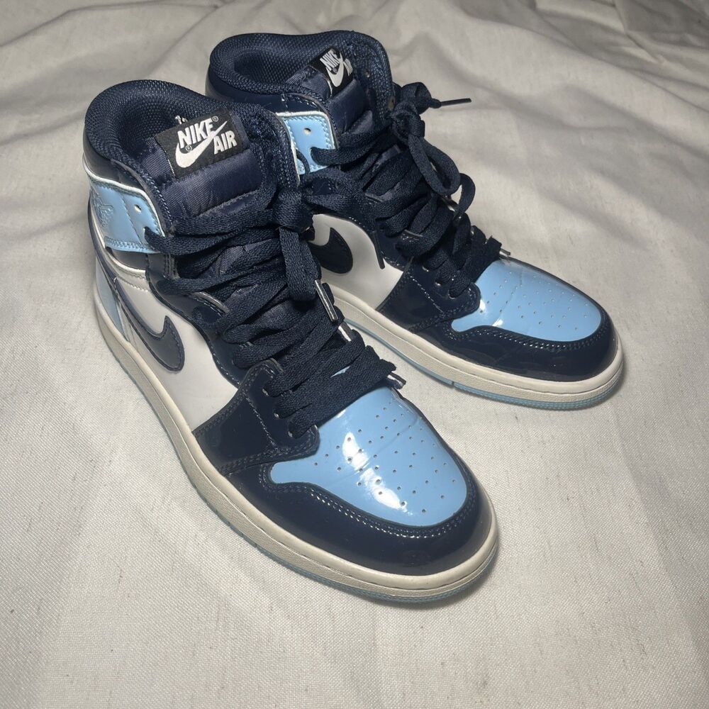Nike Air Jordan 1 High OG W Blue Chill CD0461-401 sz 8 Patent White Navy Sneaker